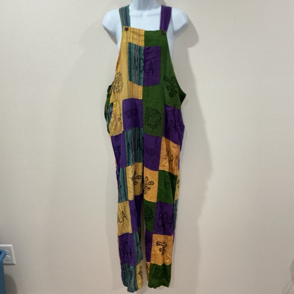 Rising International Patchwork Overalls Boho Festival Mardi Gras New‎ Orleans L
